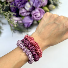 Load image into Gallery viewer, 100% Pure Mulberry Silk Hair Scrunchies - Wildberry Collection