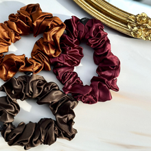 Load image into Gallery viewer, 100% Pure Mulberry Silk Scrunchies - Autumn Leaves