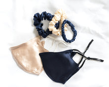 Load image into Gallery viewer, 100% Pure Mulberry Silk Face Mask Set - Navy Blue