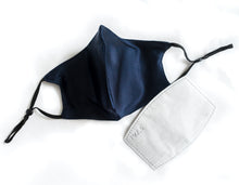Load image into Gallery viewer, 100% Pure Mulberry Silk Face Mask Set - Navy Blue