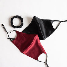 Load image into Gallery viewer, Wee Bands - Black Silk Face Mask Set