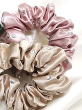 Load image into Gallery viewer, 100% Pure Mulberry Silk Large Crystal Scrunchies