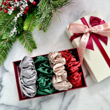 Load image into Gallery viewer, 100% Pure Mulberry Silk Scrunchies - The Christmas Classic Collection