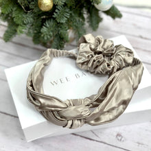 Load image into Gallery viewer, 100% Pure Mulberry Silk Knot Headband Scrunchie Set