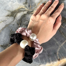 Load image into Gallery viewer, Wee Bands Large Pearl Silk Scrunchie - Gracious Rose
