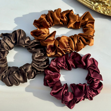 Load image into Gallery viewer, 100% Pure Mulberry Silk Scrunchies - Autumn Leaves
