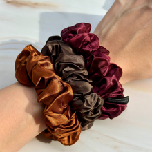 Load image into Gallery viewer, 100% Pure Mulberry Silk Scrunchies - Autumn Leaves
