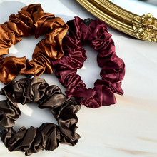 Load image into Gallery viewer, 100% Pure Mulberry Silk Scrunchies - Autumn Leaves
