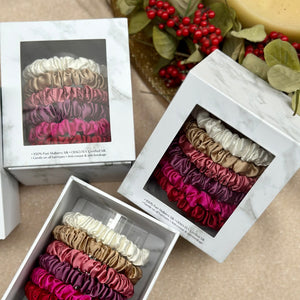 100% Pure Mulberry Silk Scrunchies - Christmas Bouquet (Bundle Gift Set)