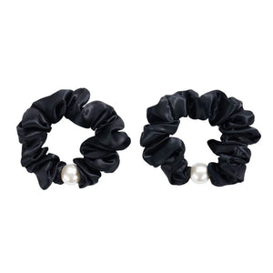 Wee Bands Large Pearl Silk Scrunchie - Black