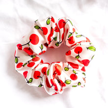 Load image into Gallery viewer, 100% Pure Mulberry Silk Hair Scrunchie - Sweet Cherries
