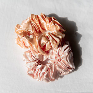 Luxe Pure Silk Hair Scrunchie - Coral Peach