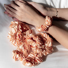 Load image into Gallery viewer, Luxe Pure Silk Hair Scrunchie - Coral Peach
