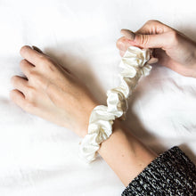 Load image into Gallery viewer, Luxe Pure Silk Scrunchie - Snow White

