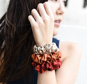 100% Pure Mulberry Silk Scrunchies - The Red Collection