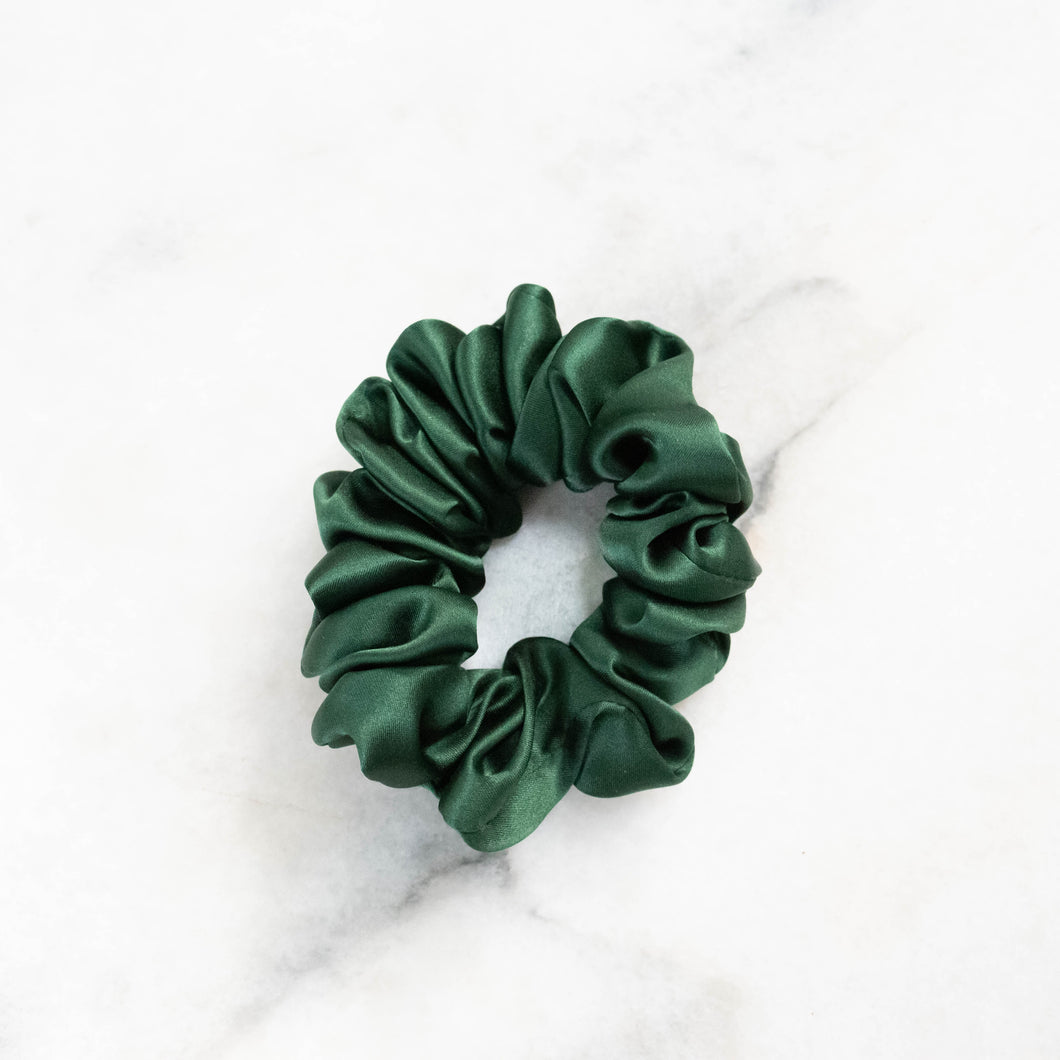 Luxe Pure Silk Hair Scrunchie - Emerald Green