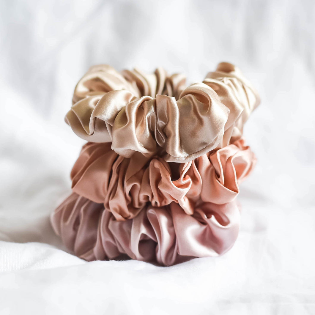 100% Pure Mulberry Silk Scrunchies - Lychee Rose (Bundle Gift Set)