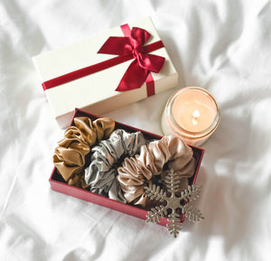 100% Pure Mulberry Silk Scrunchies - Star Anise (Bundle Gift Set)