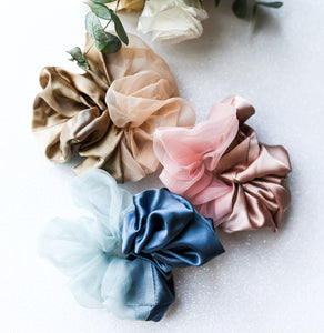 Oversized Satin and Organza Hair Scrunchies