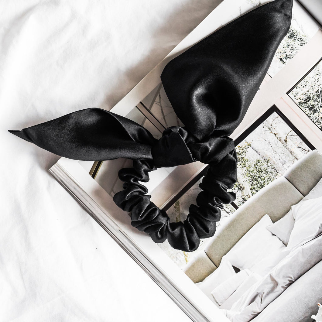 Wee Bands Silk Bow Scrunchies - Black