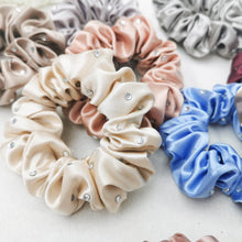 Load image into Gallery viewer, 100% Pure Mulberry Silk Large Crystal Scrunchies
