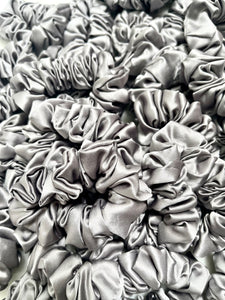 100% Pure Mulberry Silk Hair Scrunchies - Metal Grey