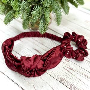100% Pure Mulberry Silk Knot Headband Scrunchie Set