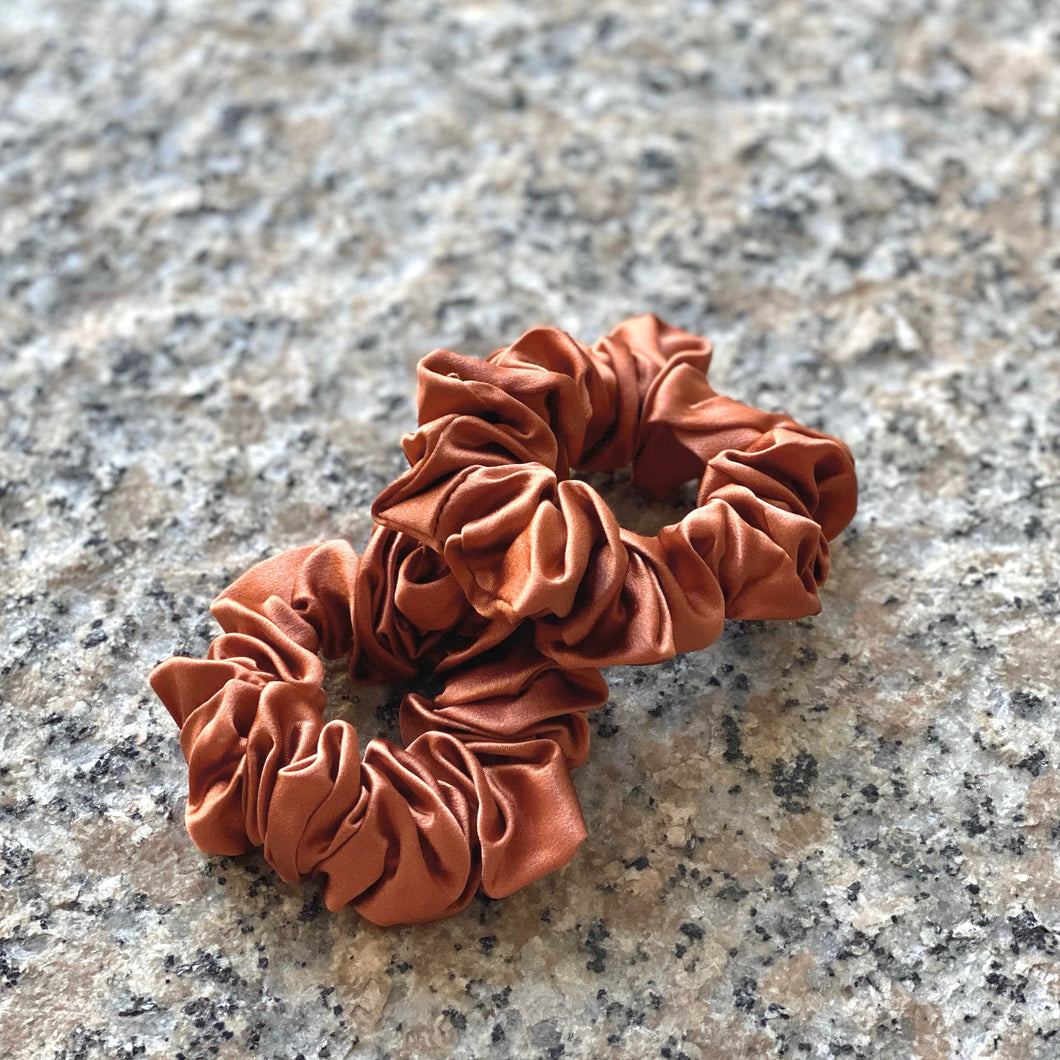 Luxe Pure Silk Hair Scrunchies - Ginger Spice