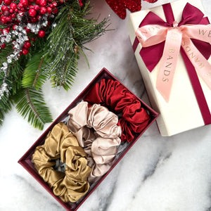 100% Pure Mulberry Silk Scrunchies - Christmas Anise (Bundle Gift Set)