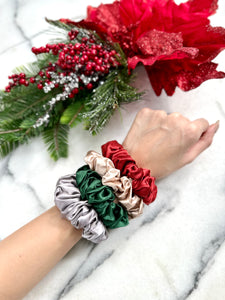 100% Pure Mulberry Silk Scrunchies - The Christmas Classic Collection